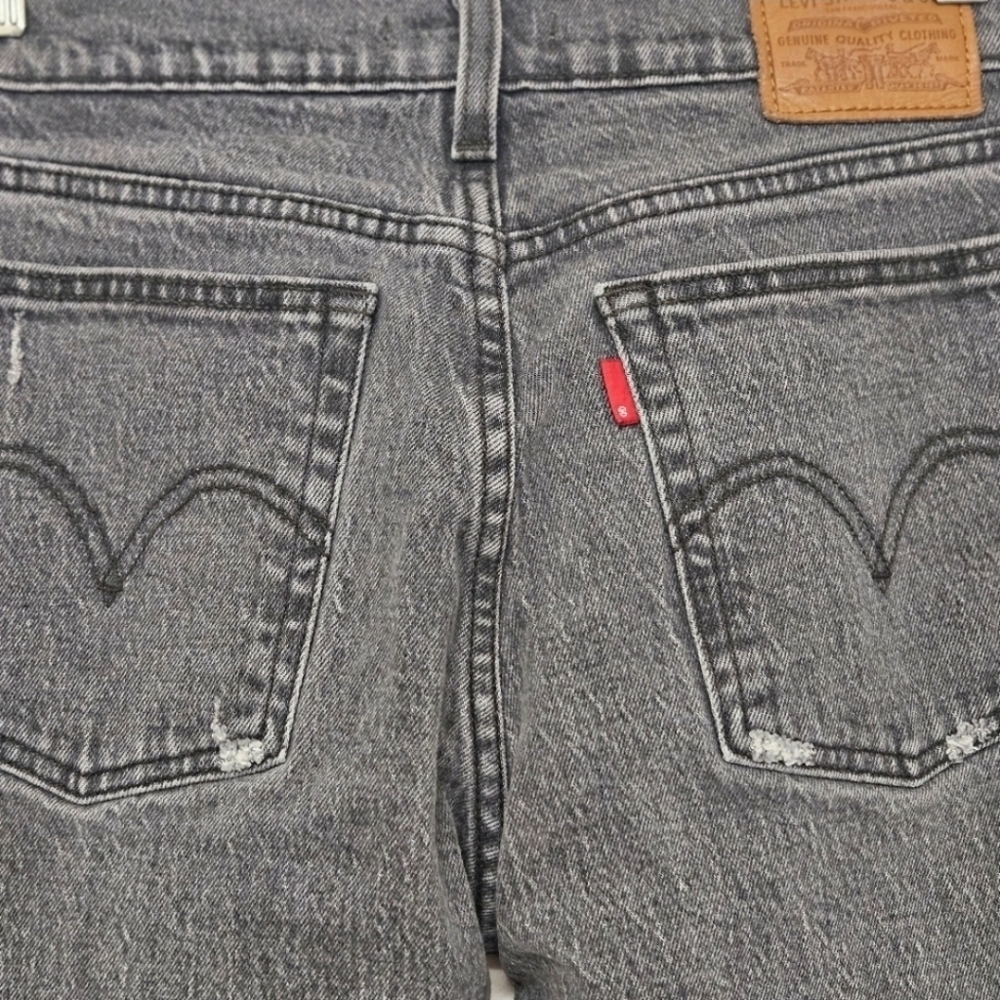 97 LEVI'S WEDGIE STRAIGHT DISTRESSED GRAY JEANS WOMEN'S SIZE 26 - Picture 10 of 13